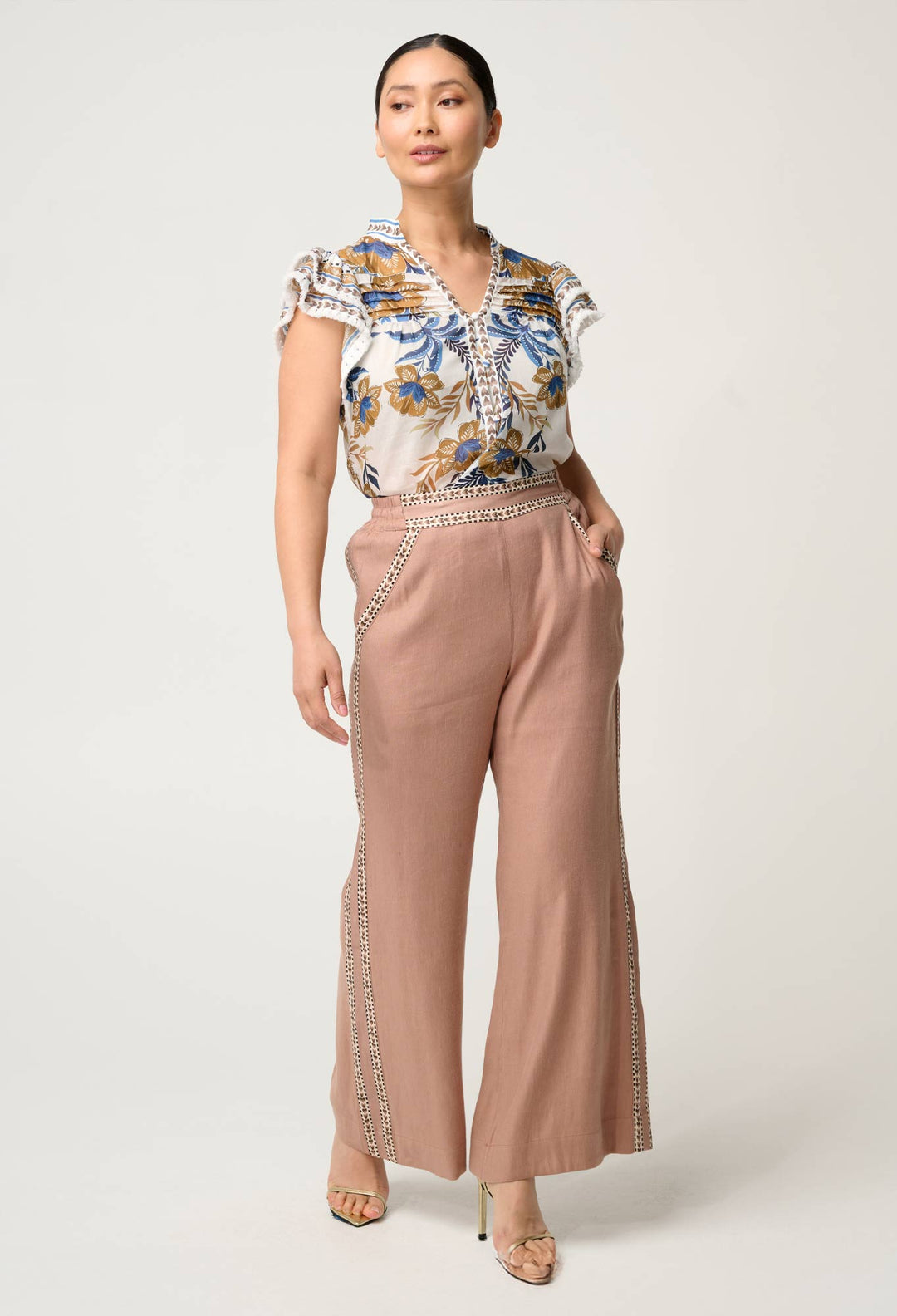 PETITE Zara Linen Viscose Pant in Dune - Stanleyandstone
