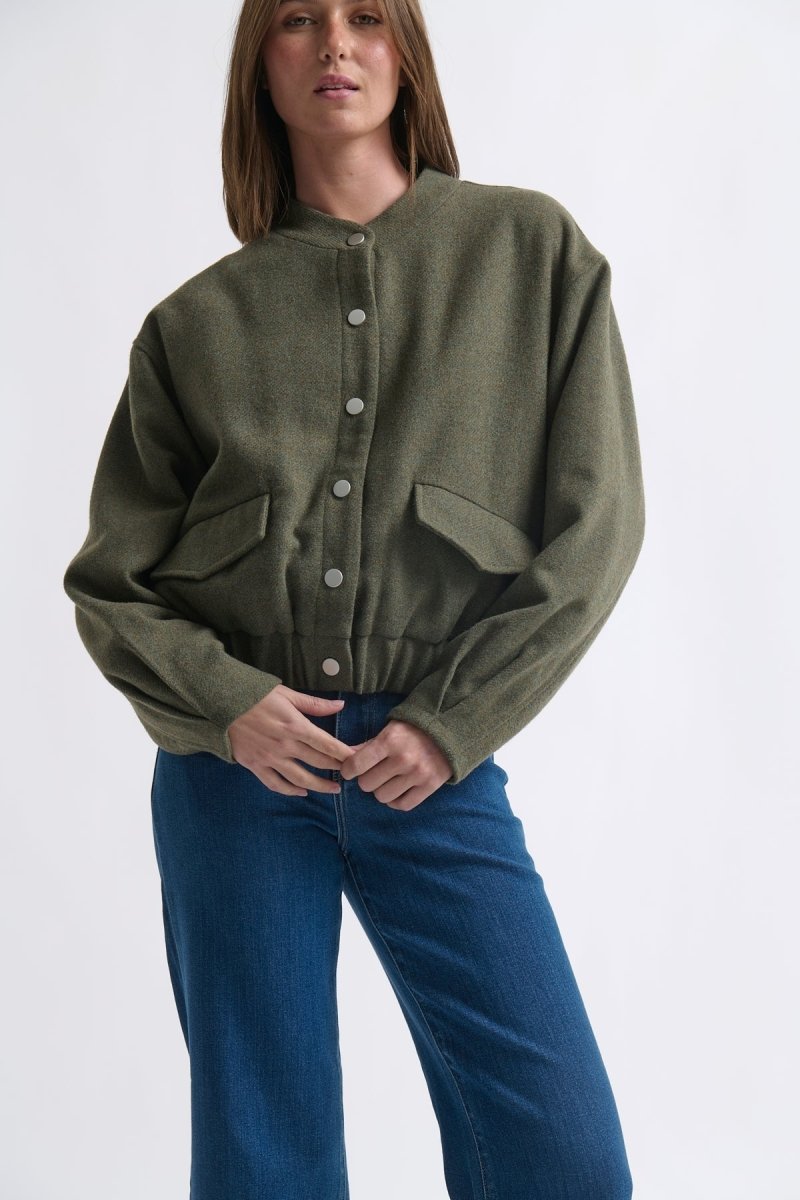 Peyton Bomber - Khaki jacket Kireina Australia