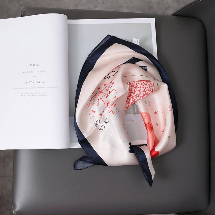 Pink Cat Pattern 100% mulberry Silk Scarf accessories Stanleyandstone
