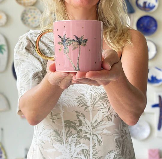 Pink Palm Tree mug CERAMICS Carla Dinnage