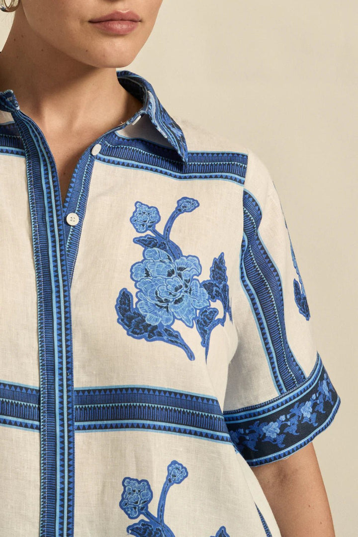 pixel top - azure collage blouse Zoe Kratzmann