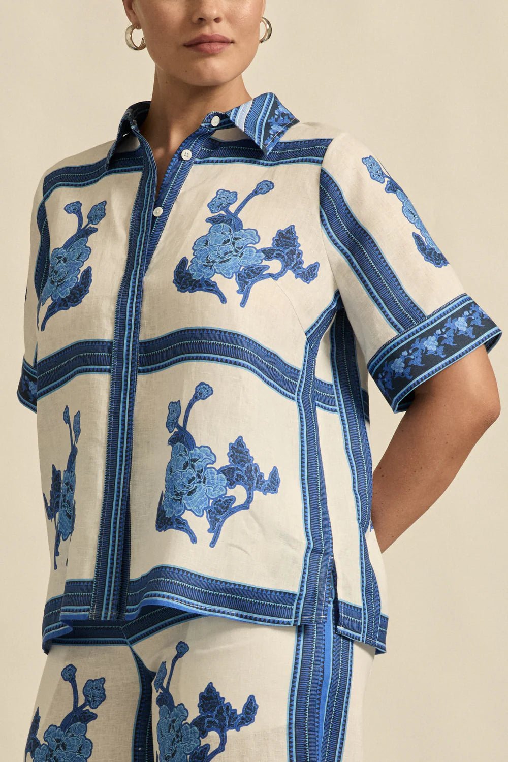 pixel top - azure collage blouse Zoe Kratzmann