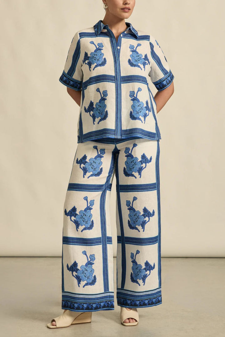 pixel top - azure collage blouse Zoe Kratzmann