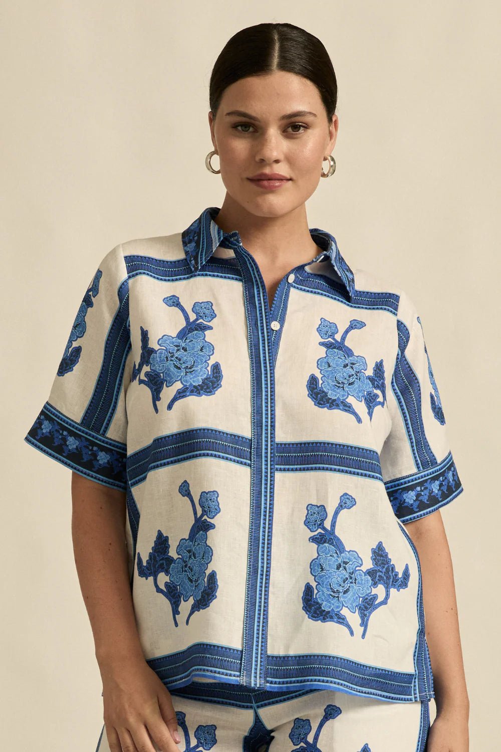 pixel top - azure collage blouse Zoe Kratzmann