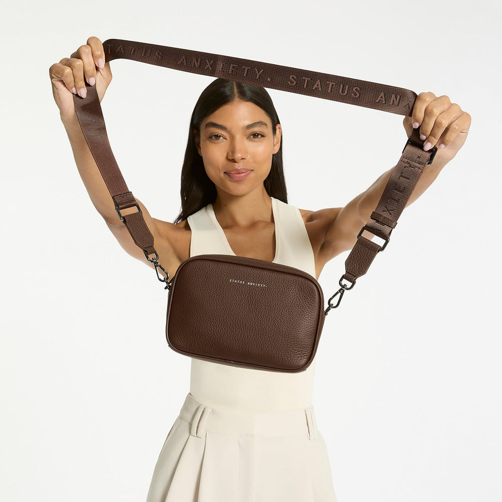 Plunder Bag With Webbed Strap - Cocoa Handbag Status Anxiety