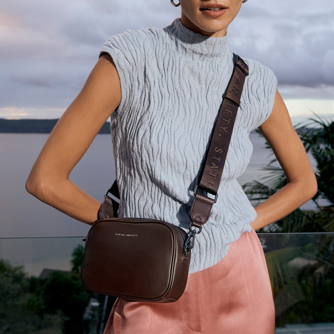 Plunder Bag With Webbed Strap - Cocoa Handbag Status Anxiety