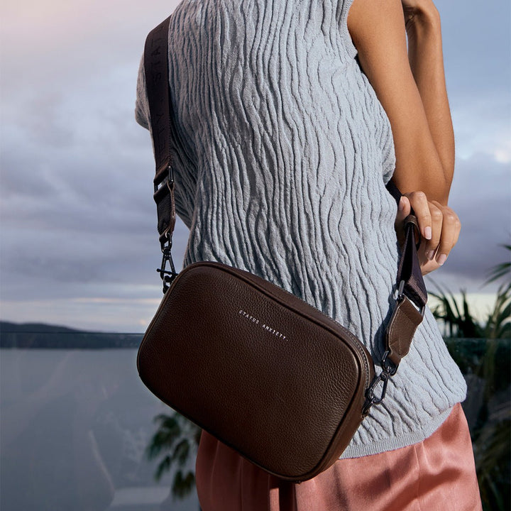 Plunder Bag With Webbed Strap - Cocoa Handbag Status Anxiety