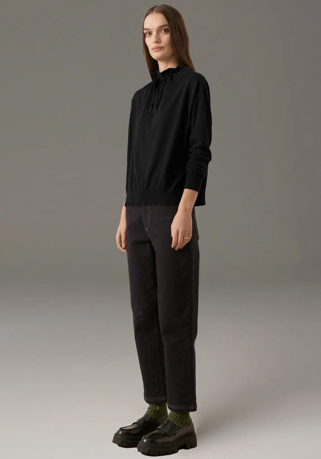 POL Beech Drawcord Knit - Black knits POL