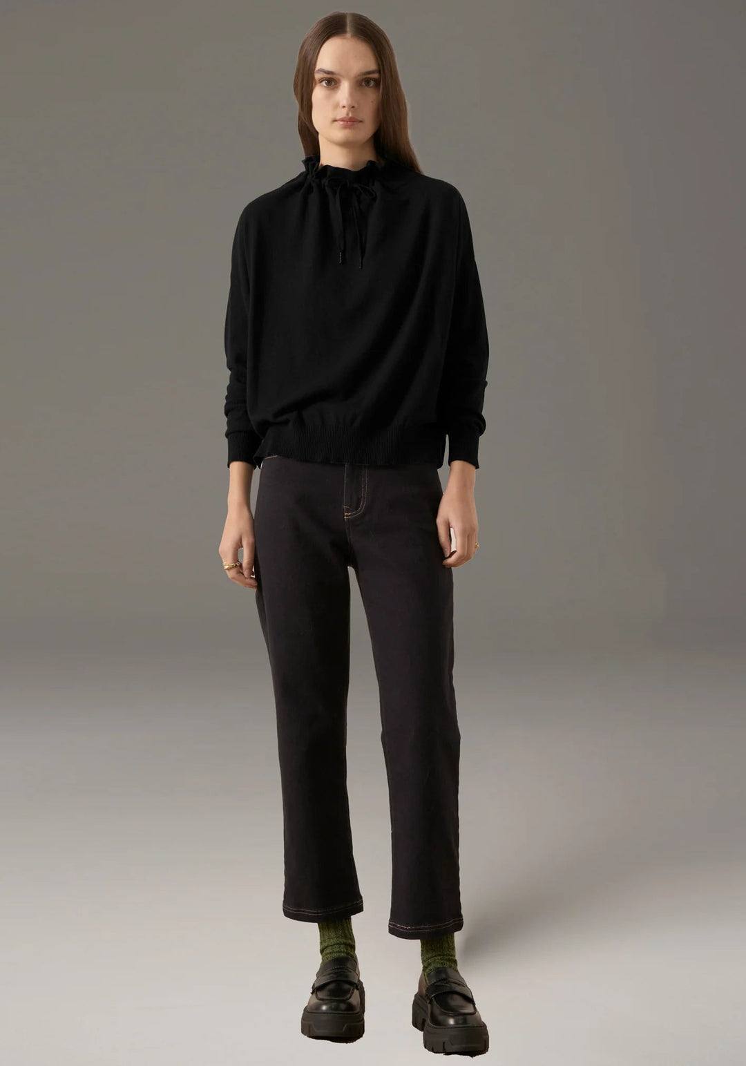 POL Beech Drawcord Knit - Black knits POL