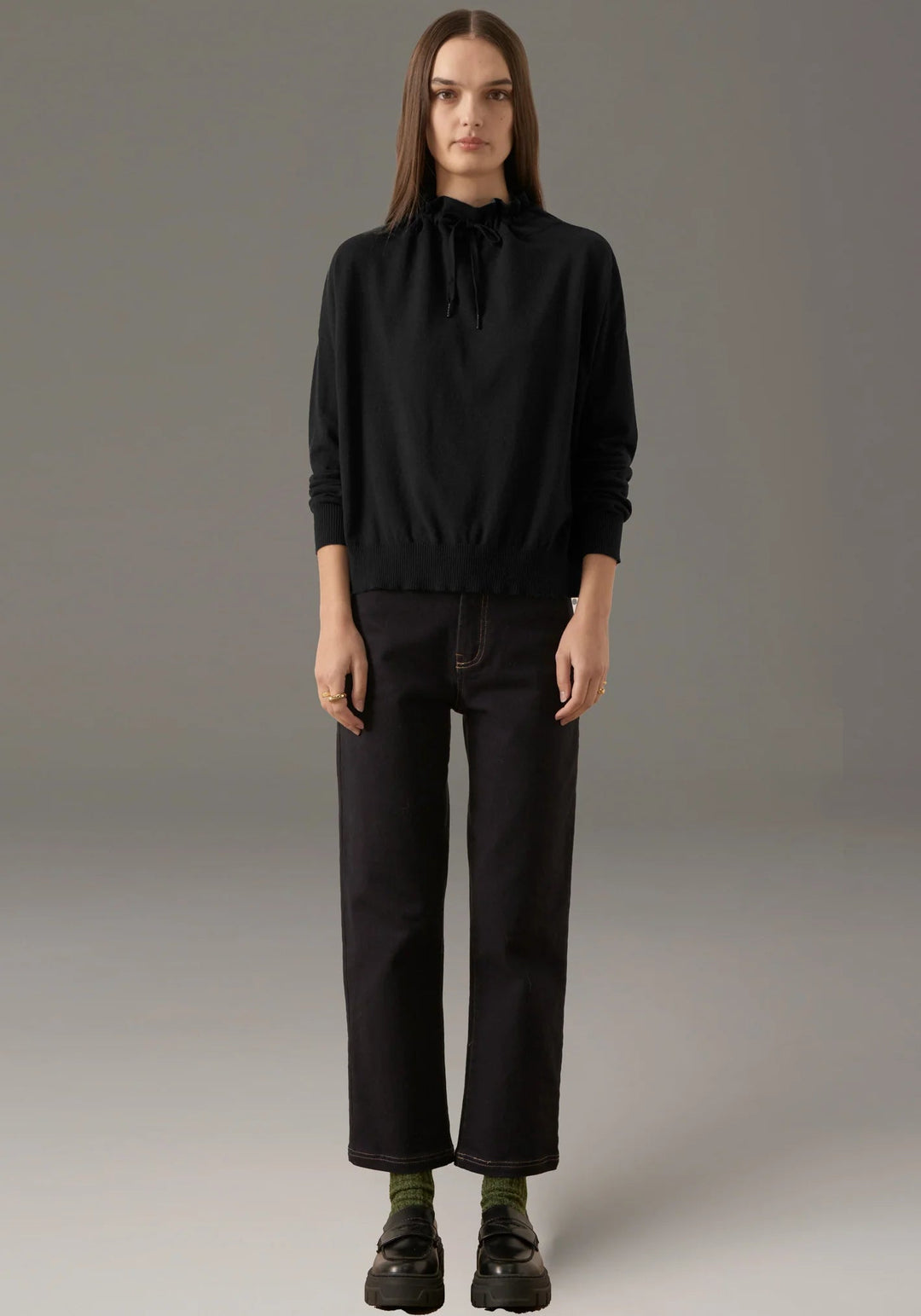 POL Beech Drawcord Knit - Black knits POL