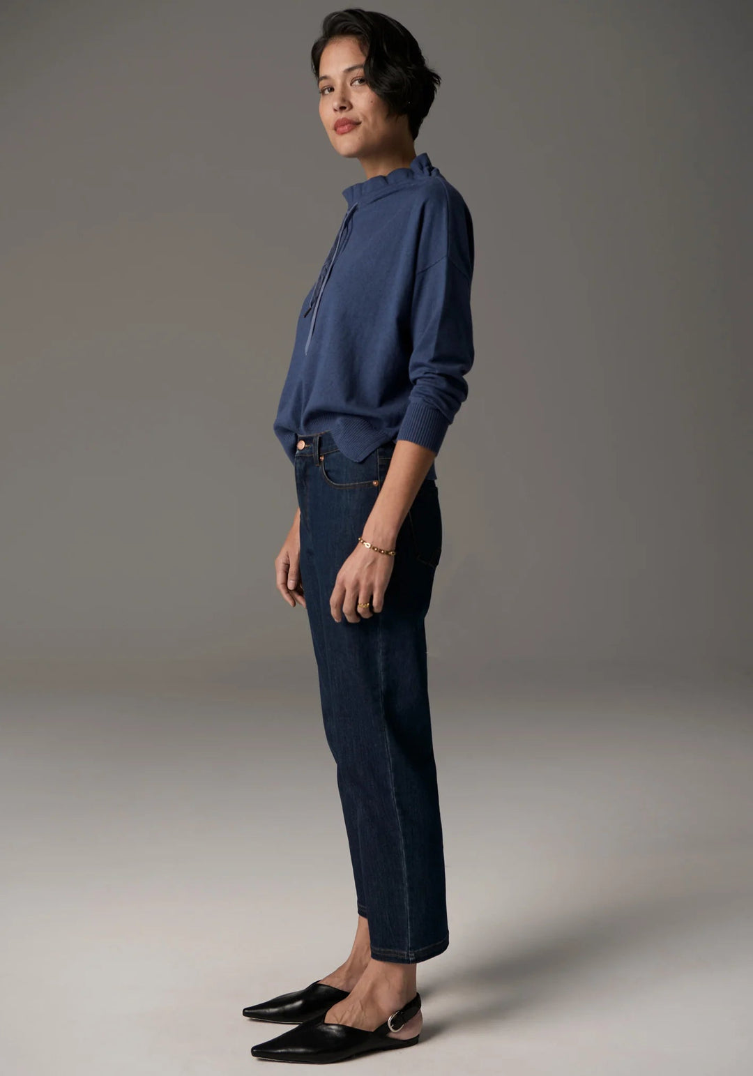 POL Beech Drawcord Knit - Blue knits POL