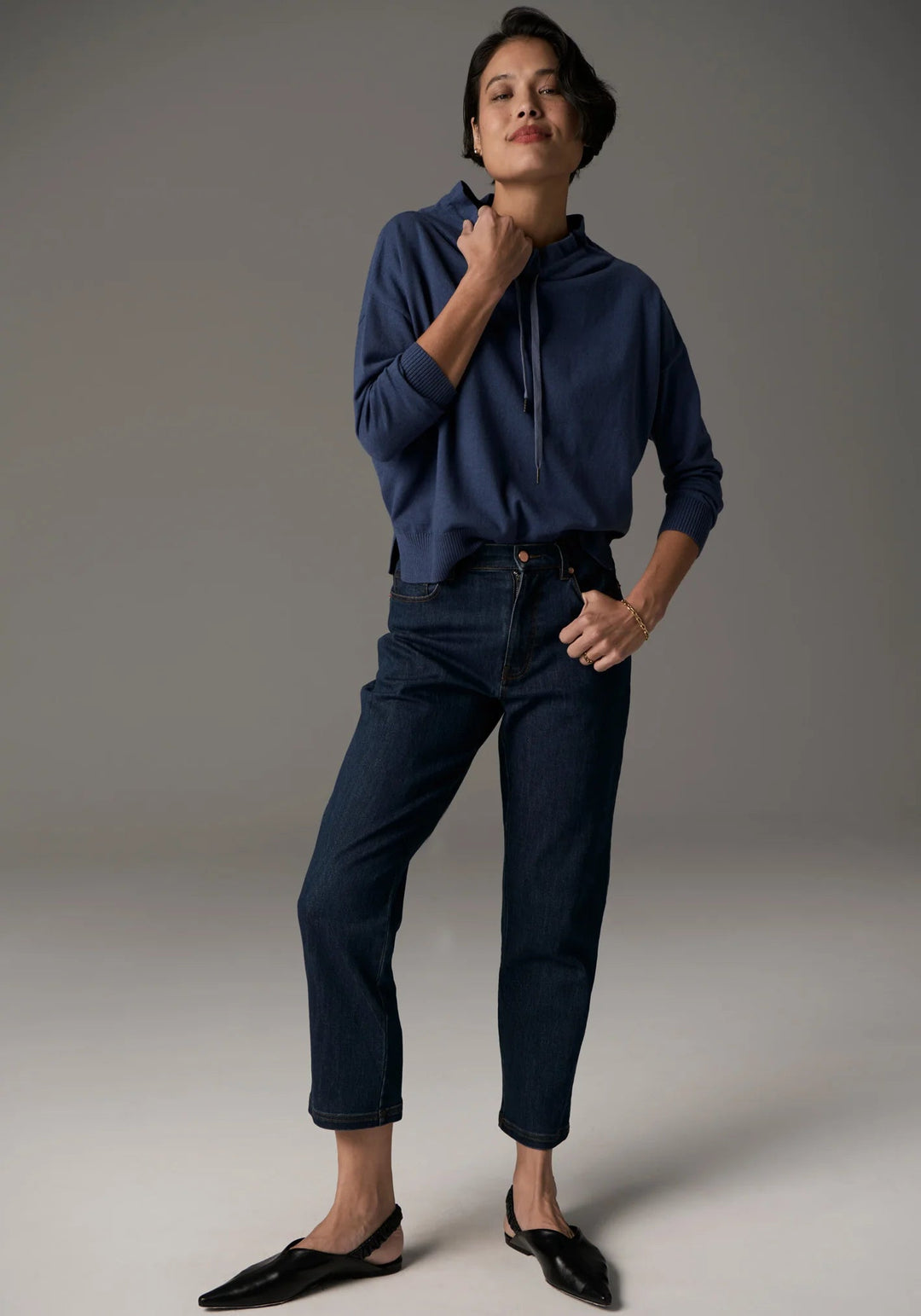 POL Beech Drawcord Knit - Blue knits POL
