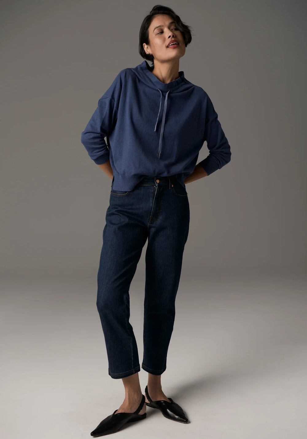 POL Beech Drawcord Knit - Blue knits POL