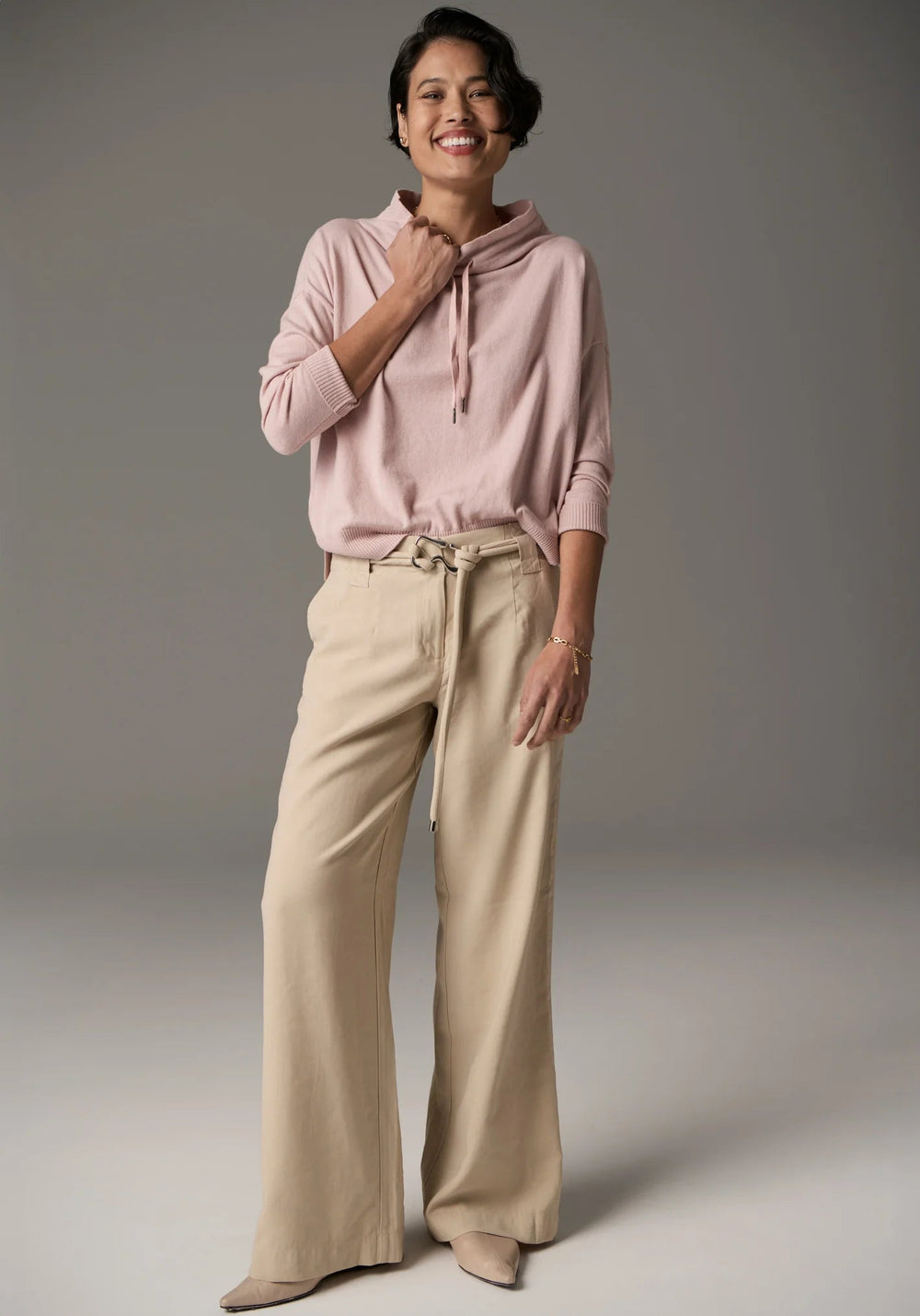 POL Beech Drawcord Knit - pink knits POL