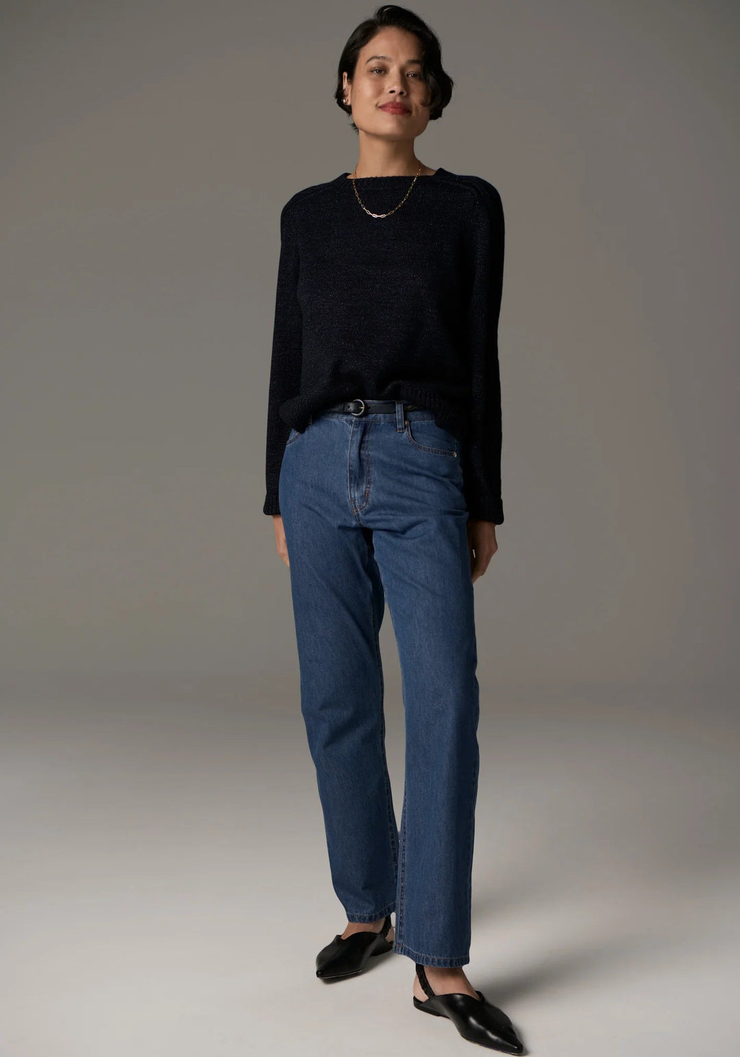 POL Bennet Cable knit Lurex - Ink knit POL