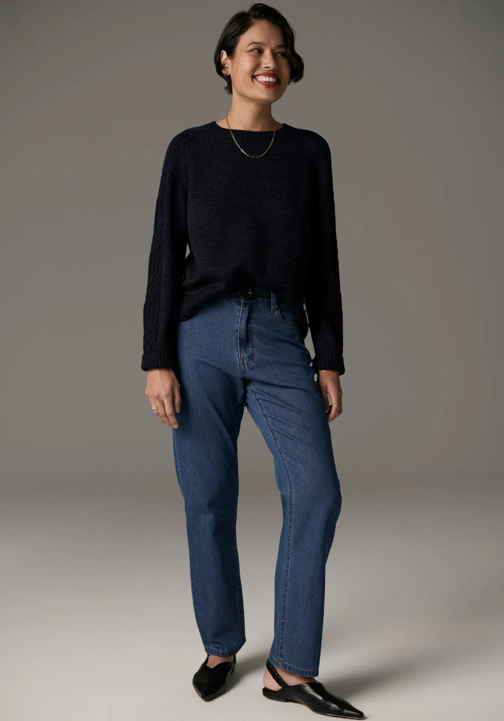 POL Bennet Cable knit Lurex - Ink knit POL