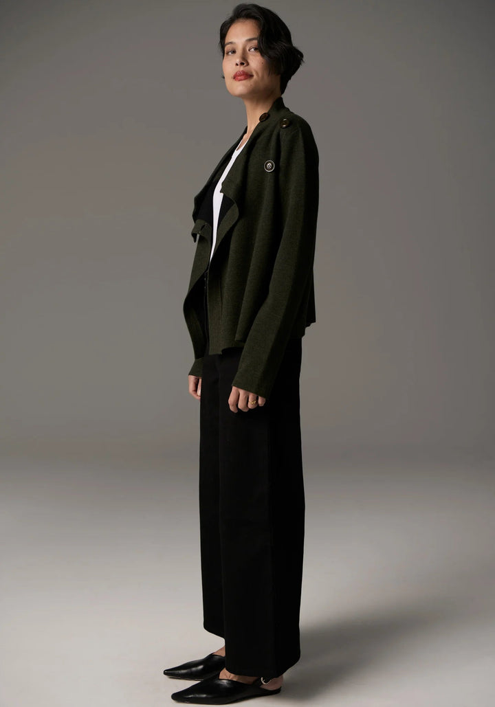 POL Bennet Coat Double Knit - Khaki / Black Coats & Jackets POL