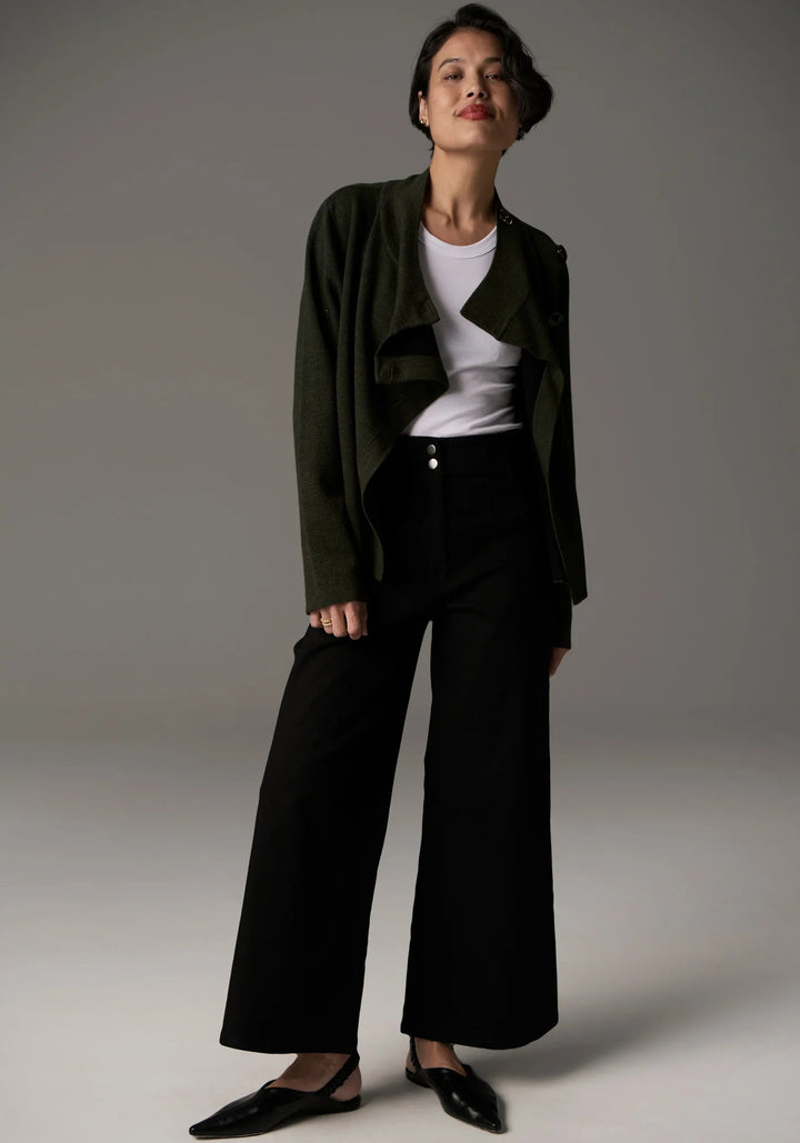 POL Bennet Coat Double Knit - Khaki / Black Coats & Jackets POL