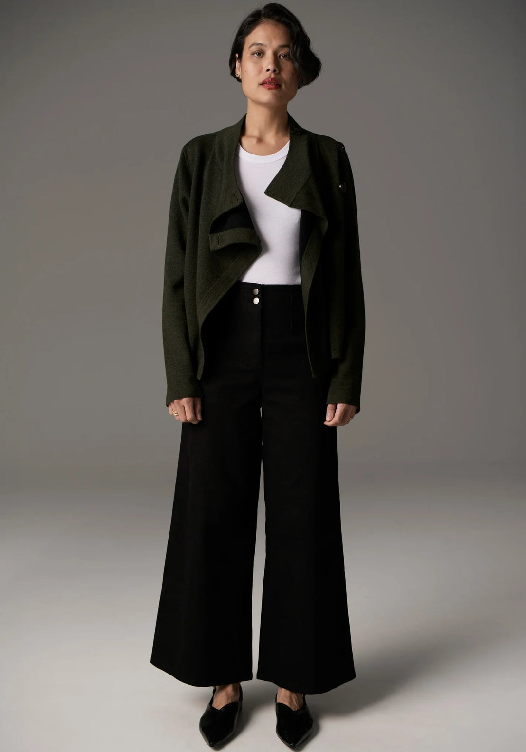POL Bennet Coat Double Knit - Khaki / Black Coats & Jackets POL