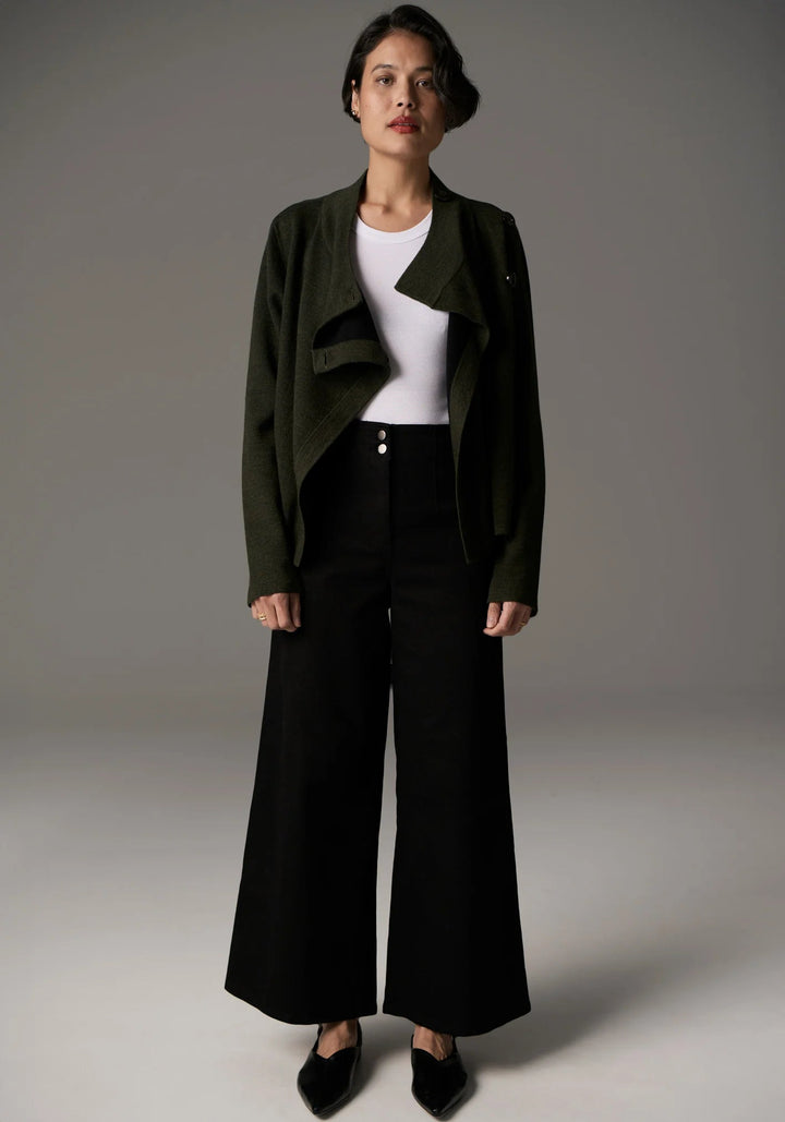 POL Bennet Coat Double Knit - Khaki / Black Coats & Jackets POL