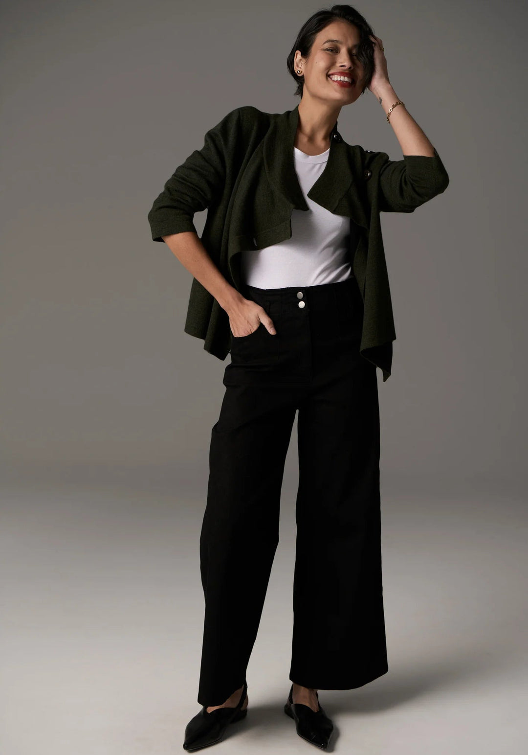 POL Bennet Coat Double Knit - Khaki / Black Coats & Jackets POL