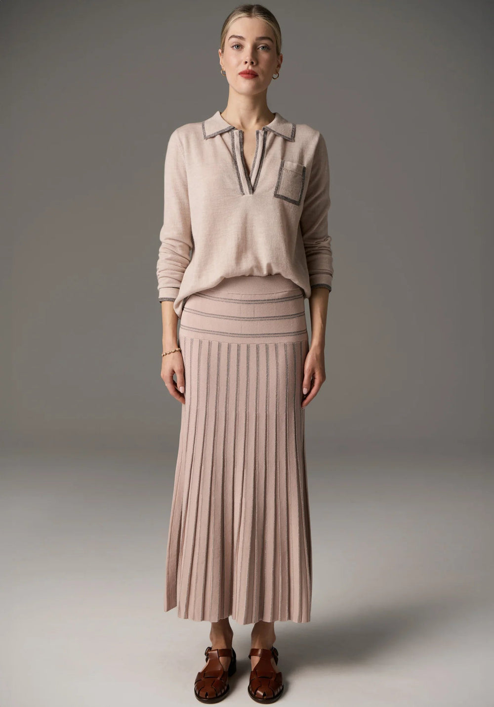 POL Bennet Polo Knit Lurex - Blush knit POL
