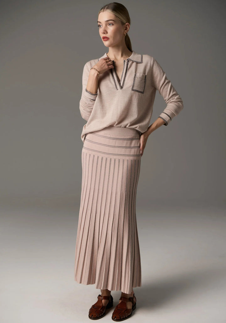 POL Bennet Polo Knit Lurex - Blush knit POL