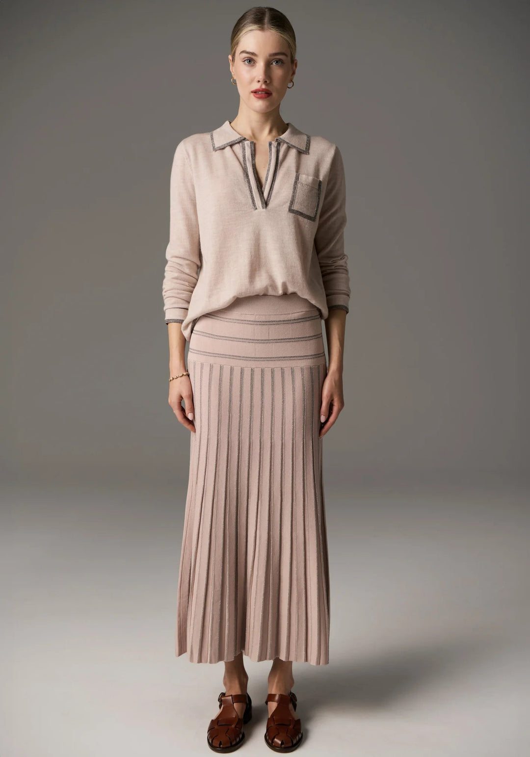 POL Bennet Polo Knit Lurex - Blush knit POL