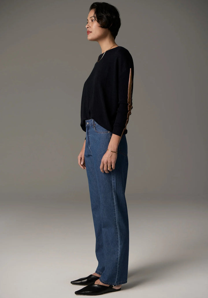 POL Bennet Drape Knit - Ink / Tobacco / Pink knit POL