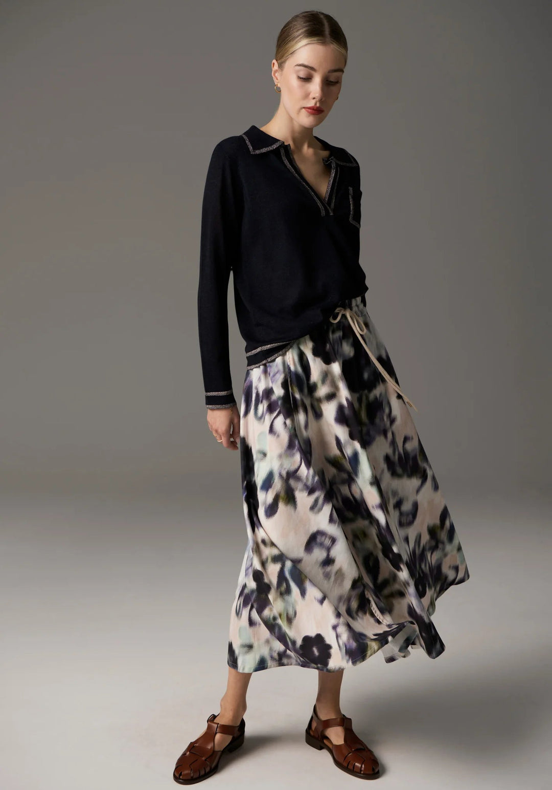 POL Bennet Polo Knit Lurex - Ink knit POL