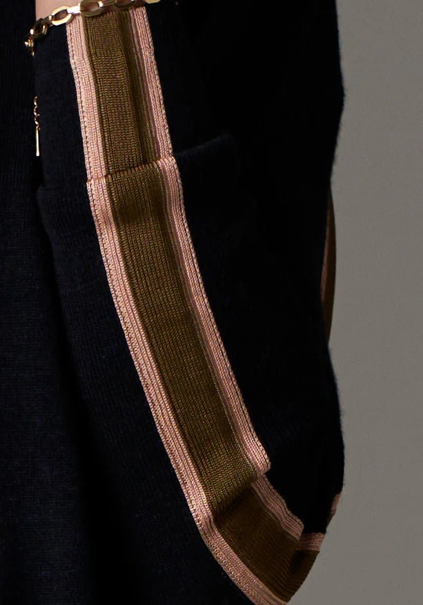 POL Bennet Drape Knit - Ink / Tobacco / Pink knit POL