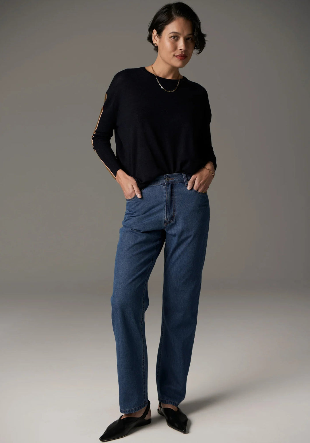 POL Bennet Drape Knit - Ink / Tobacco / Pink knit POL
