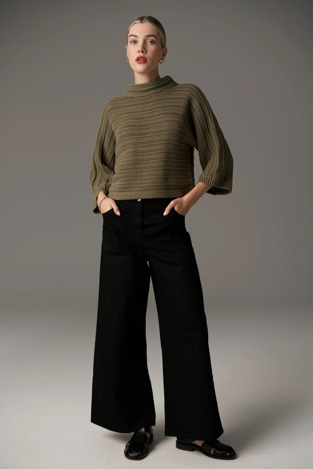 POL Daily Boxy Knit -Light Khaki knit POL