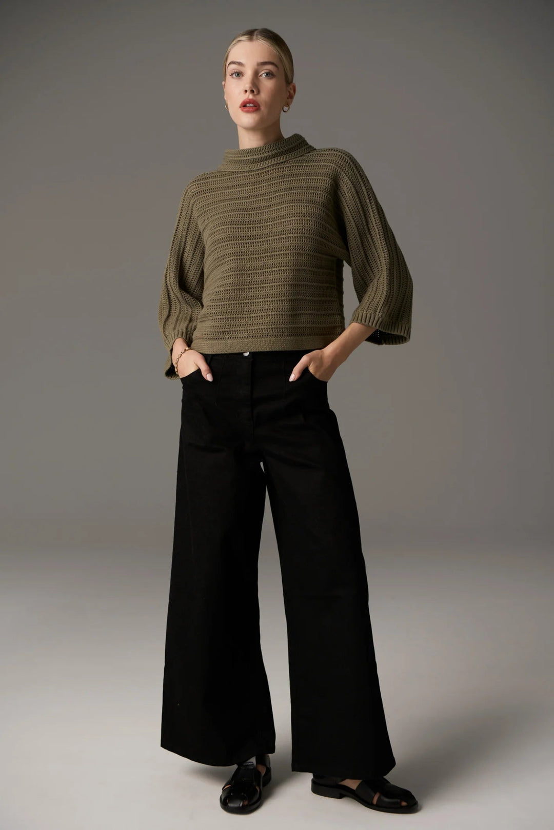POL Daily Boxy Knit -Light Khaki knit POL