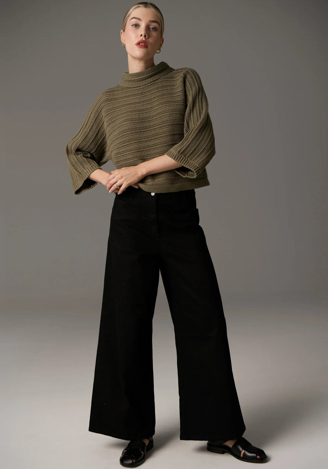 POL Daily Boxy Knit -Light Khaki knit POL