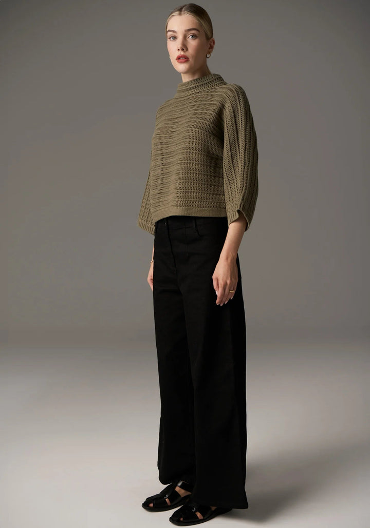 POL Daily Boxy Knit -Light Khaki knit POL