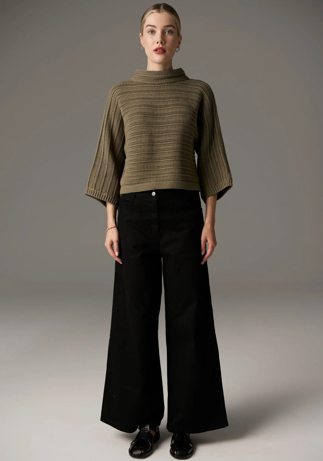 POL Daily Boxy Knit -Light Khaki knit POL