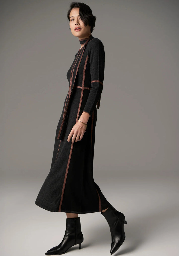 POL Lara Lurex dress - Charcoal / toffee Dresses POL