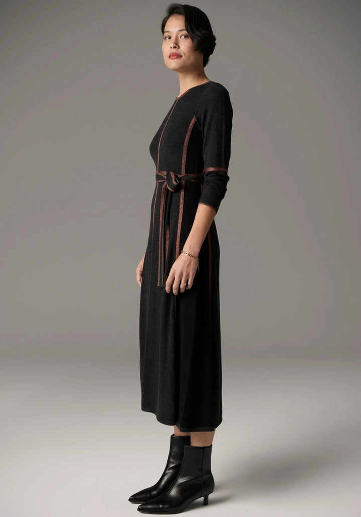 POL Lara Lurex dress - Charcoal / toffee Dresses POL