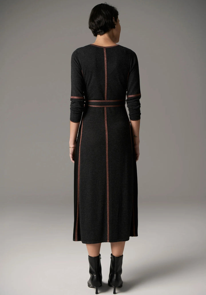 POL Lara Lurex dress - Charcoal / toffee Dresses POL
