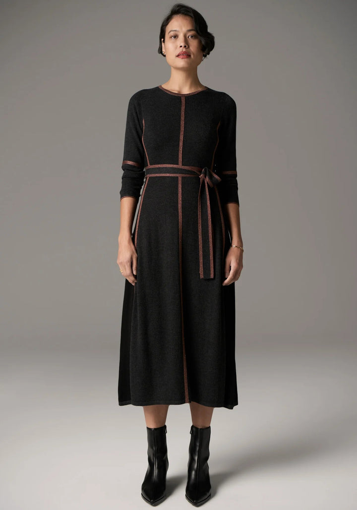 POL Lara Lurex dress - Charcoal / toffee Dresses POL
