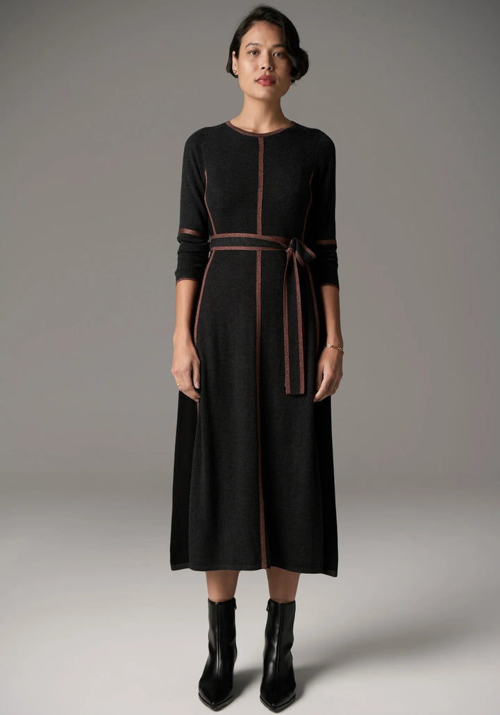 POL Lara Lurex dress - Charcoal / toffee Dresses POL