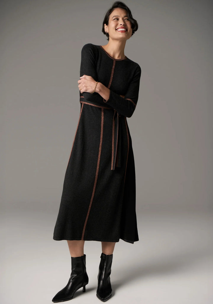 POL Lara Lurex dress - Charcoal / toffee Dresses POL