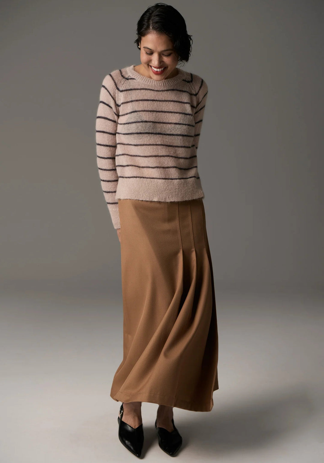 POL Maia Stripe Knit - Blue / Khaki knit POL
