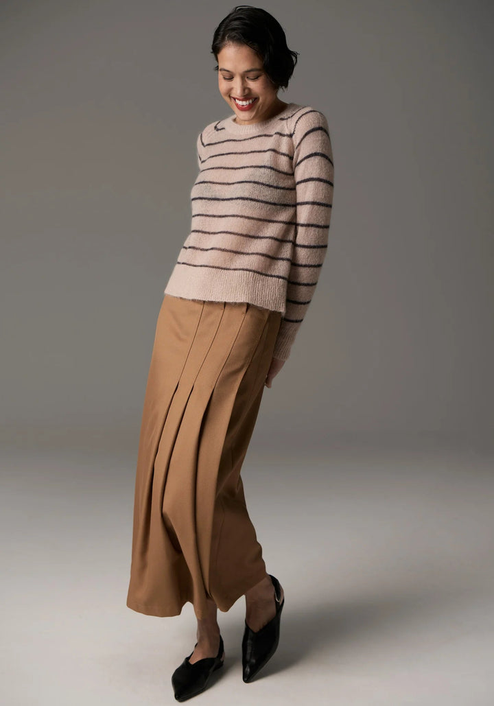 POL Maia Stripe Knit - Blush / Charcoal knit POL