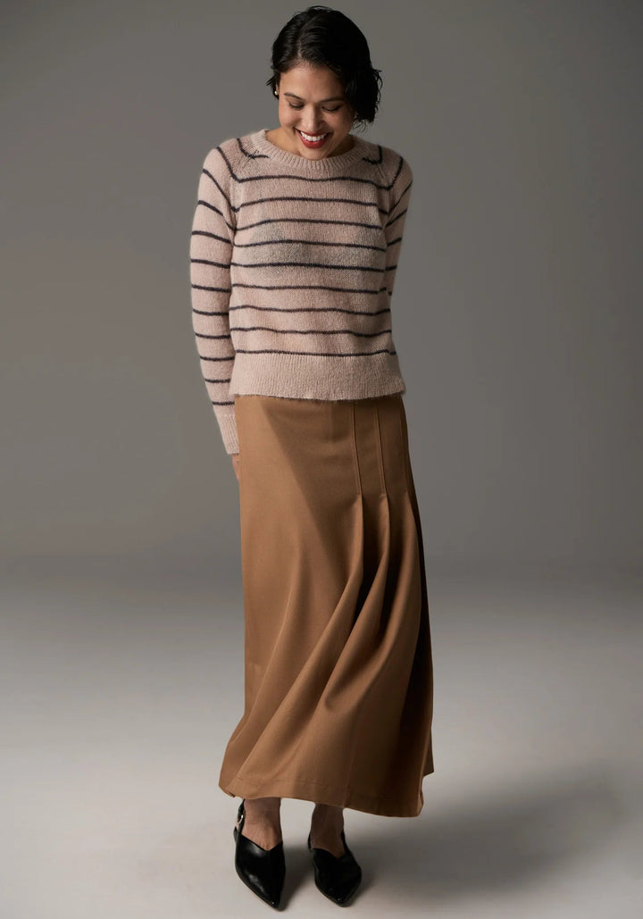 POL Maia Stripe Knit - Blush / Charcoal knit POL