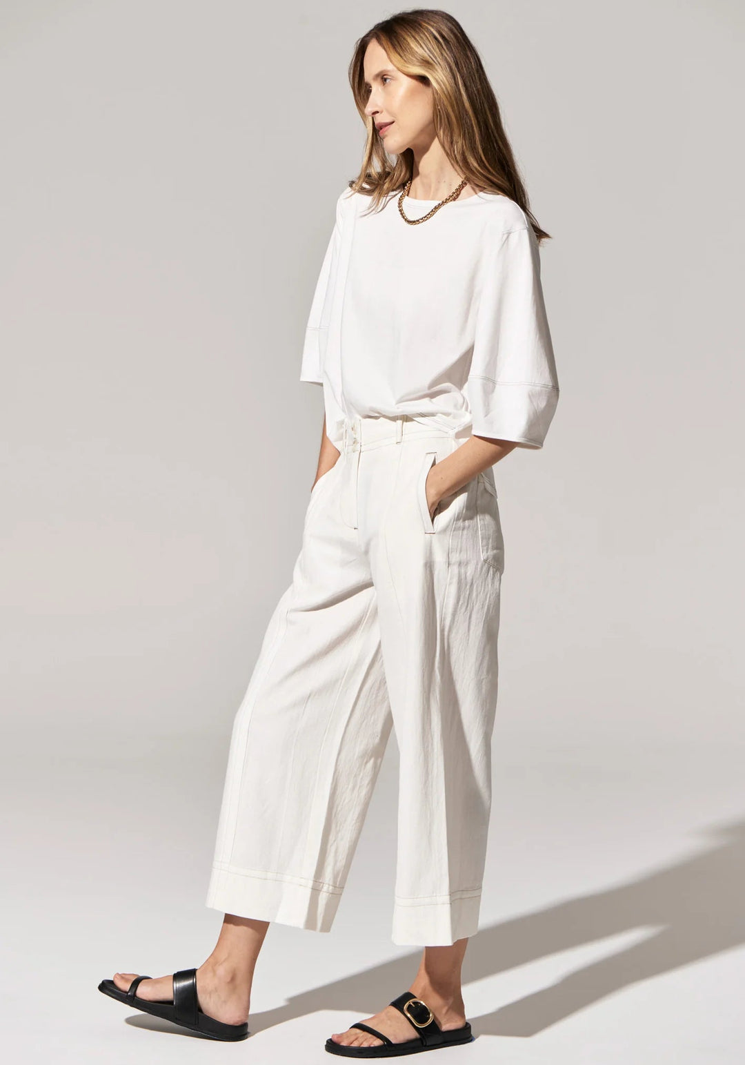 POL Miley Crop Pant - WHite Pants POL