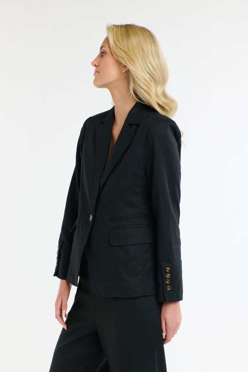 PORTOFINO LINEN BLAZER BLACK Coats & Jackets 365 DAYS