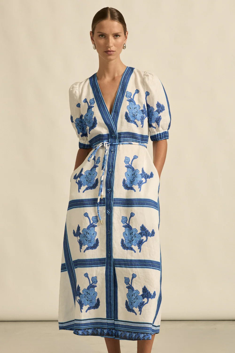 Portrait dress - azure collage Dresses Zoe Kratzmann