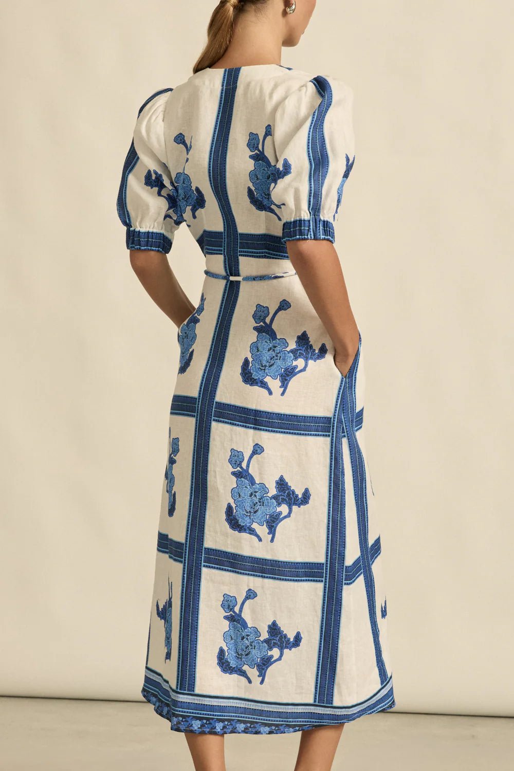 Portrait dress - azure collage Dresses Zoe Kratzmann